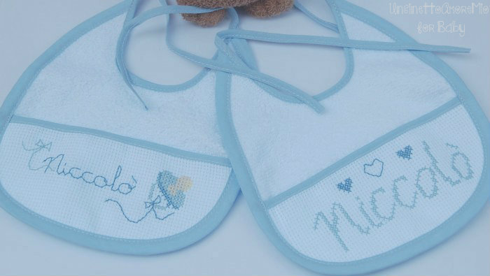 2 Bavoirs Pour Bébé Faits Main Au Crochet - Coton - Motif à Carreaux Bleus - Neufs Sans étiquettes