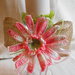 Candelabro - portacandela Gerbera rosa all'uncinetto fatto a mano