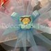 1 sacchettino confetti doppio tulle neutro e folletto azzurro o rosa realizzato in fimo per battesimo o comunione bimbo bimba 
