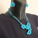 Collana  e orecchini kanzashi fatti a mano "Tutto in azzurro"
