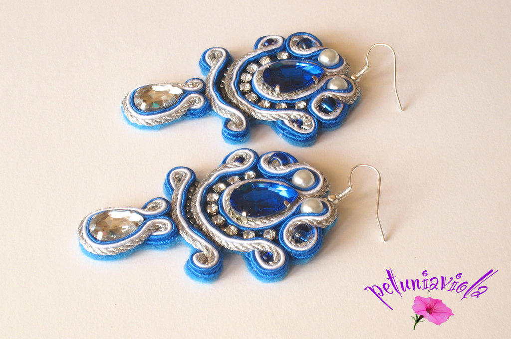 Miniblings Orecchini A Pinna Di Sirena, Fatto A Mano A Berlino, Colore Blu-verde Specchiato, Ganci Argentati