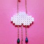 Collana "Nuvola e pioggia" con hama beads e perline fatta a mano