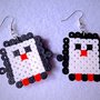 Orecchini pendenti con simpatici pinguini in hama beads fatti a mano