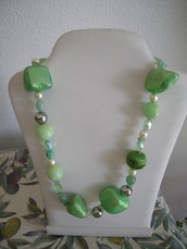 Collana verde perle varie