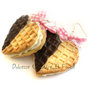 Orecchini Cuore - Waffle al cioccolato con panna - Miniature con fiocco