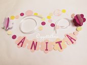 Anita: ghirlanda di lettere di carta e fiori per festeggiare la vostra bambina.