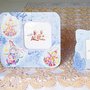 Coppia di cornici in legno decorate con decoupage pittorico e paste ruvide brillanti