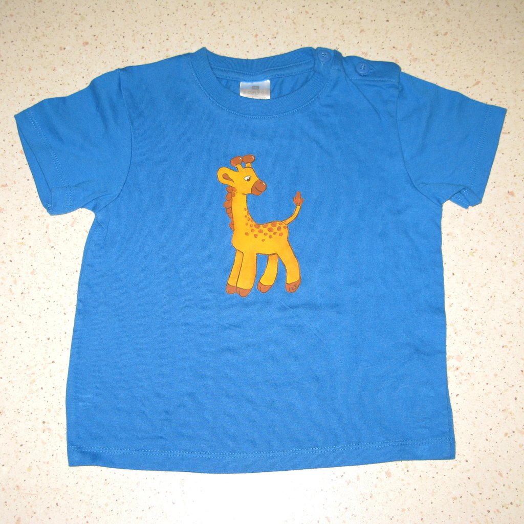 Maglietta Mini Boden Con Stampa Giraffa, Blu Zaffiro, Taglia Unisex Bambino, Nuova Senza Etichette (piccolo Difetto) - Foto 4