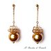 Orecchini pendenti con perle oro intenso e cristalli Swarovski fatti a mano – Ninfea