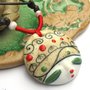 Collana artigianale pendente ciondolo in Ceramica dipinto a mano Estiva con laccio cerato allungabile