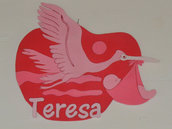 Fiocco  Cicogna per nascita " Teresa"
