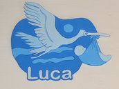 Fiocco  Cicogna per nascita " Luca"