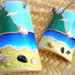 Tegola di terracotta dipinta con il M.te Conero gli scogli “Due Sorelle” il mare la spiaggia con “moscioli” conchiglie e sabbia