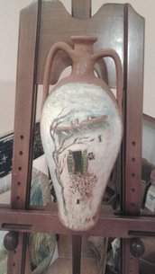vaso dipinto a mano con tecnica olio su tela