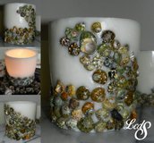 Lanterna artigianale in cera  con conchiglie - Wax luminary seashells