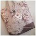 Capiente borsa in cotone a fiori tinte naturali con centrìno crochet