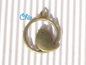 5 charms uccellino nel cerchio bronzo