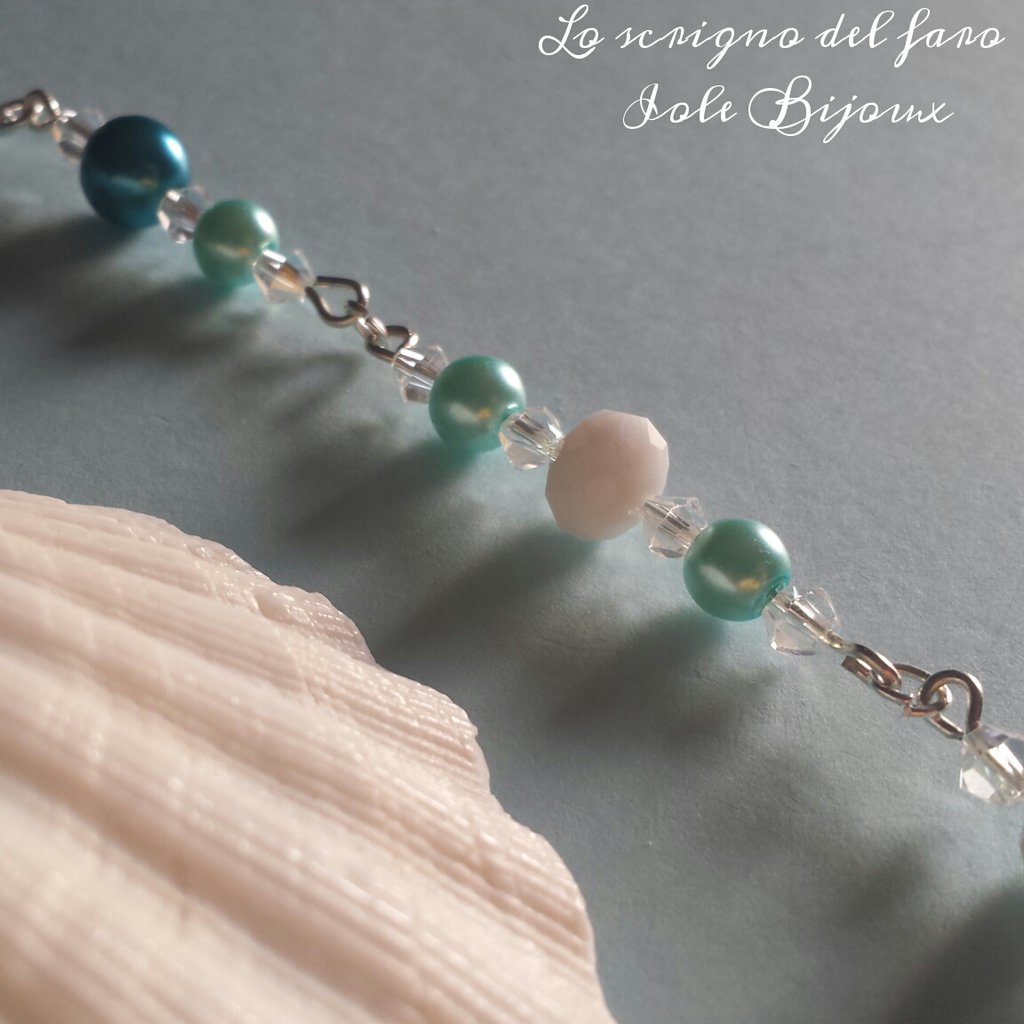 Lunga Collana D Perlne Colorate, Menta Turchese Con Schocch D Color ~ Accent D Perlne - Foto 2