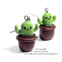 Orecchini pendenti con Cactus Kawaii in fimo 