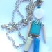 Collana/pendente "Blue doll" bambolina con pietre in turchese, resina, madreperla