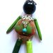 Collana "Green doll" agata e turchese verdi, bambolina con pietre in ceramica, resina, madreperla, cristalli, millefiori