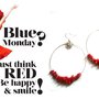 Orecchini "Red loops" a cerchio color argento con chips di corallo rosso