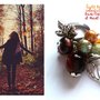 Anello regolabile "Autumn" perla, corniola, vetro, foglie