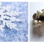 Anello regolabile "Winter" agata, quarzo, perla, cristallo, fiocco di neve
