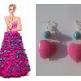 Orecchini "Pink hearts" cuore in turchese fucsia con pietre color blu