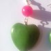 Orecchini "Pink hearts" cuore in turchese fucsia con pietre color blu
