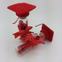 Bomboniera laurea - tocco rosso - Porta confetti di vetro