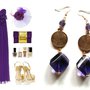 Orecchini "Violet golden glass" vetro e cristallo viola, elemento dorato