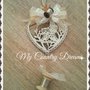 Cuore con gufi in metallo shabby style