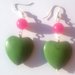 Orecchini "Green heart" cuore in turchese verde e agata rosa fucsia