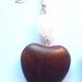 Orecchini "Brown heart" cuore in turchese marrone scuro e quarzo bianco