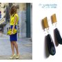 Orecchini "Yellow blue drop" con goccia di agata sfacetato blu e giallo