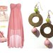 Orecchini "Golden pink" agata verde lime, perla in ceramica rosa ed elemento dorato