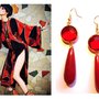 Orecchini "Crystal red drop" giada e cristallo rosso