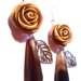 Orecchini "Flower brown drop" con goccia di agata sfacetata marrone e rosa