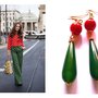 Orecchini "Red green drop" giada verde e pietra dura rossa