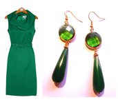 Orecchini "Crystal green drop" giada e cristallo verde