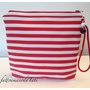 Pochette in cotone a righe bianche e rosse