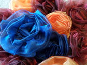 GRANDE Rosa blu fermaglio capelli - spilla in organza