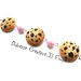 Bracciale kawaii - miniature - cookie, biscotti al cioccolato con perle rosa pastello