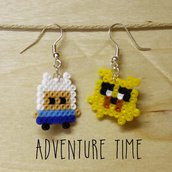 Orecchini mini hama beads Adventure Time, Jake e Finn
