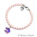 Bracciale con perle rosa pastello e fiore di cristallo Swarovski lilla fatto a mano – Gerbera