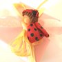 BOMBONIERA BATTESIMO NASCITA - fimo  - BEBE' COCCINELLA -  scatola rosa - bambina   - PERSONALIZZABILE ( modello piccolo) 