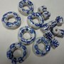 15 Perline in Porcellana Blu e Bianco