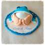 Cake topper coulotte con piedini in fimo per nascita o battesimo