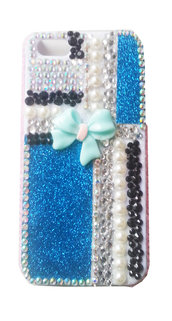 Cover glitter e strass bianco-azzurro iPhone 5 5G 5S - PEZZO UNICO!